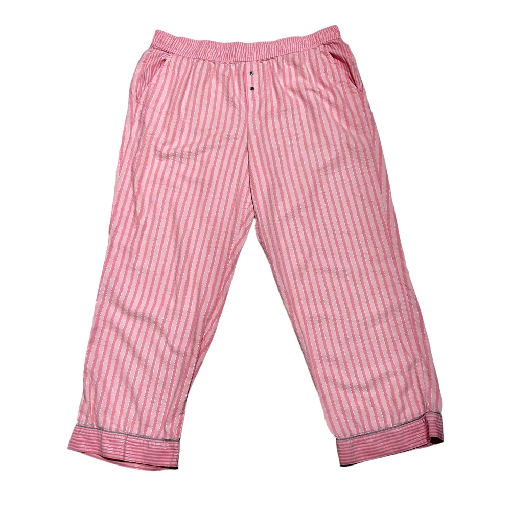 Victoria’s Secret Pink Striped Pajama Pants With Silver Threading Size XL